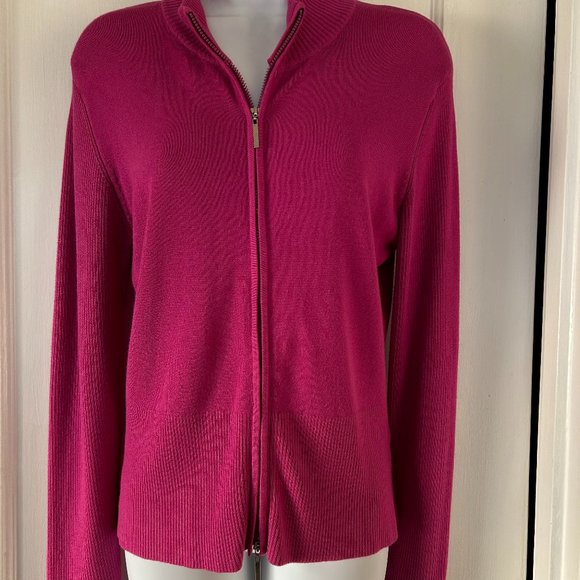 Women's Fusia fully zipped sweater, made in Italy, size M, pre-worn - Picture 1 of 4